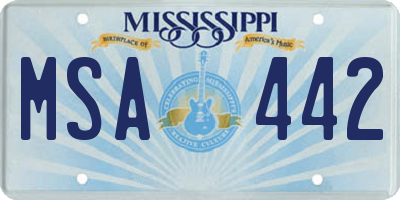 MS license plate MSA442