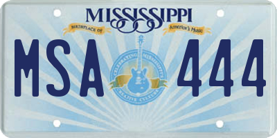 MS license plate MSA444
