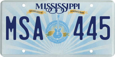 MS license plate MSA445