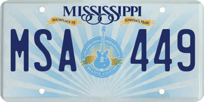 MS license plate MSA449
