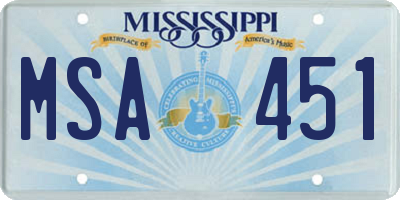 MS license plate MSA451