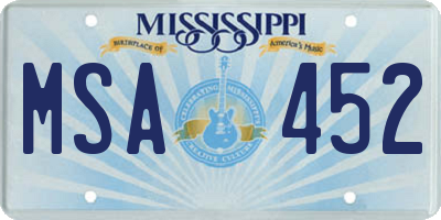 MS license plate MSA452