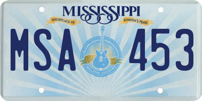 MS license plate MSA453