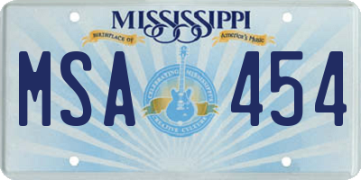 MS license plate MSA454