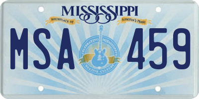 MS license plate MSA459