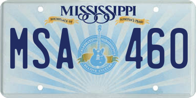 MS license plate MSA460