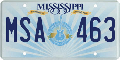 MS license plate MSA463
