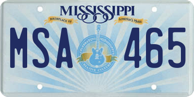 MS license plate MSA465