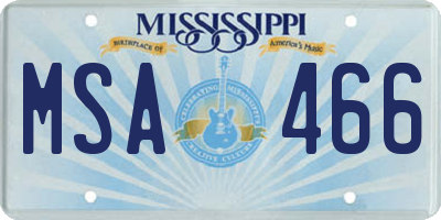 MS license plate MSA466