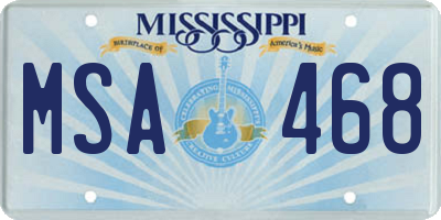 MS license plate MSA468
