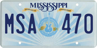 MS license plate MSA470