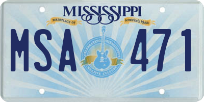 MS license plate MSA471