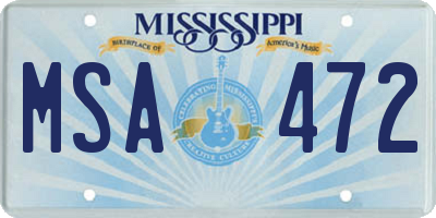 MS license plate MSA472