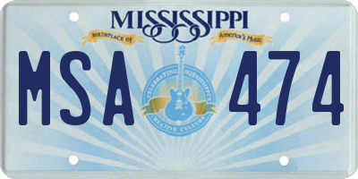 MS license plate MSA474