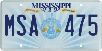 MS license plate MSA475