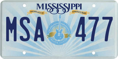 MS license plate MSA477