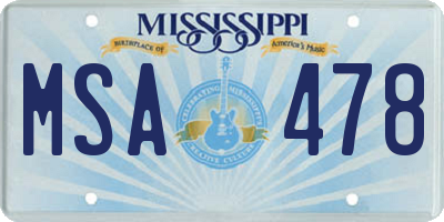 MS license plate MSA478