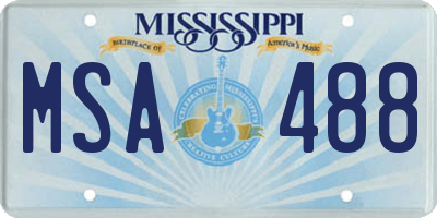 MS license plate MSA488