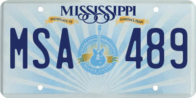 MS license plate MSA489