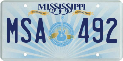 MS license plate MSA492