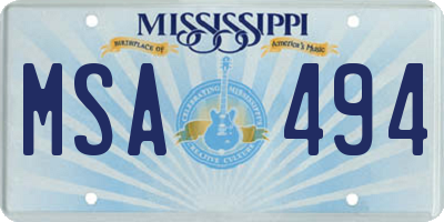 MS license plate MSA494