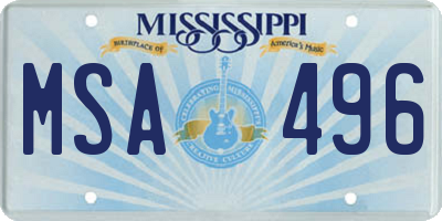 MS license plate MSA496