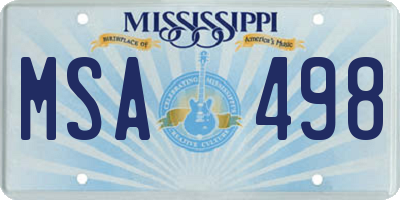 MS license plate MSA498