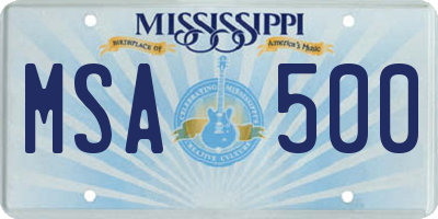MS license plate MSA500