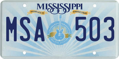 MS license plate MSA503