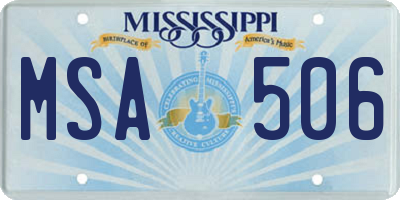 MS license plate MSA506