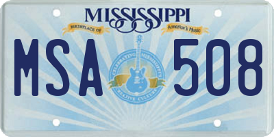 MS license plate MSA508