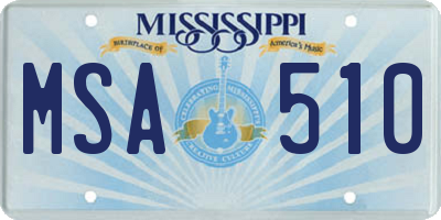 MS license plate MSA510
