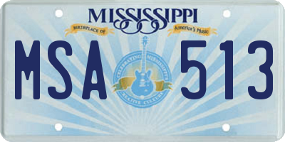 MS license plate MSA513