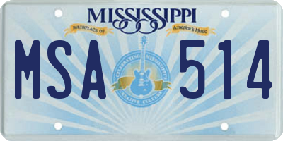 MS license plate MSA514