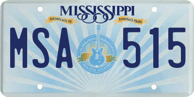MS license plate MSA515