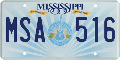 MS license plate MSA516