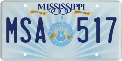 MS license plate MSA517