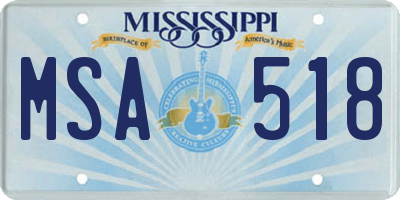 MS license plate MSA518