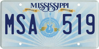 MS license plate MSA519
