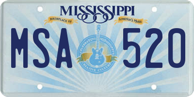 MS license plate MSA520