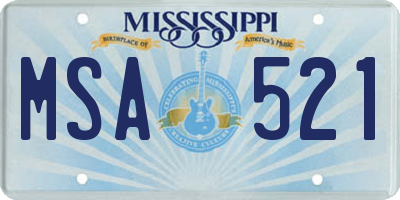 MS license plate MSA521