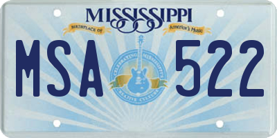 MS license plate MSA522