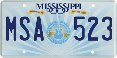 MS license plate MSA523