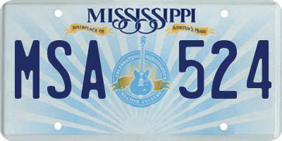 MS license plate MSA524