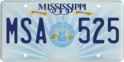 MS license plate MSA525