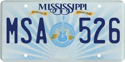 MS license plate MSA526