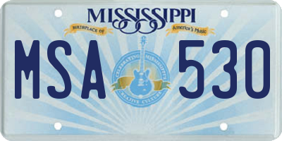 MS license plate MSA530