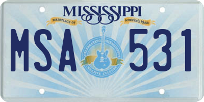 MS license plate MSA531