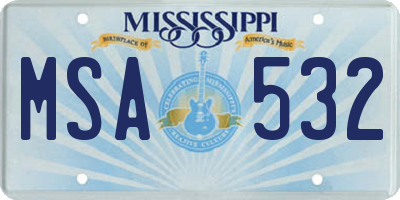 MS license plate MSA532
