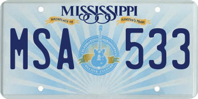 MS license plate MSA533